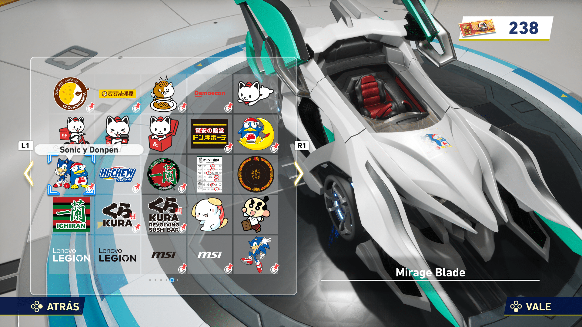 Sonic Racing CrossWorlds Personalizaciones Esteticas