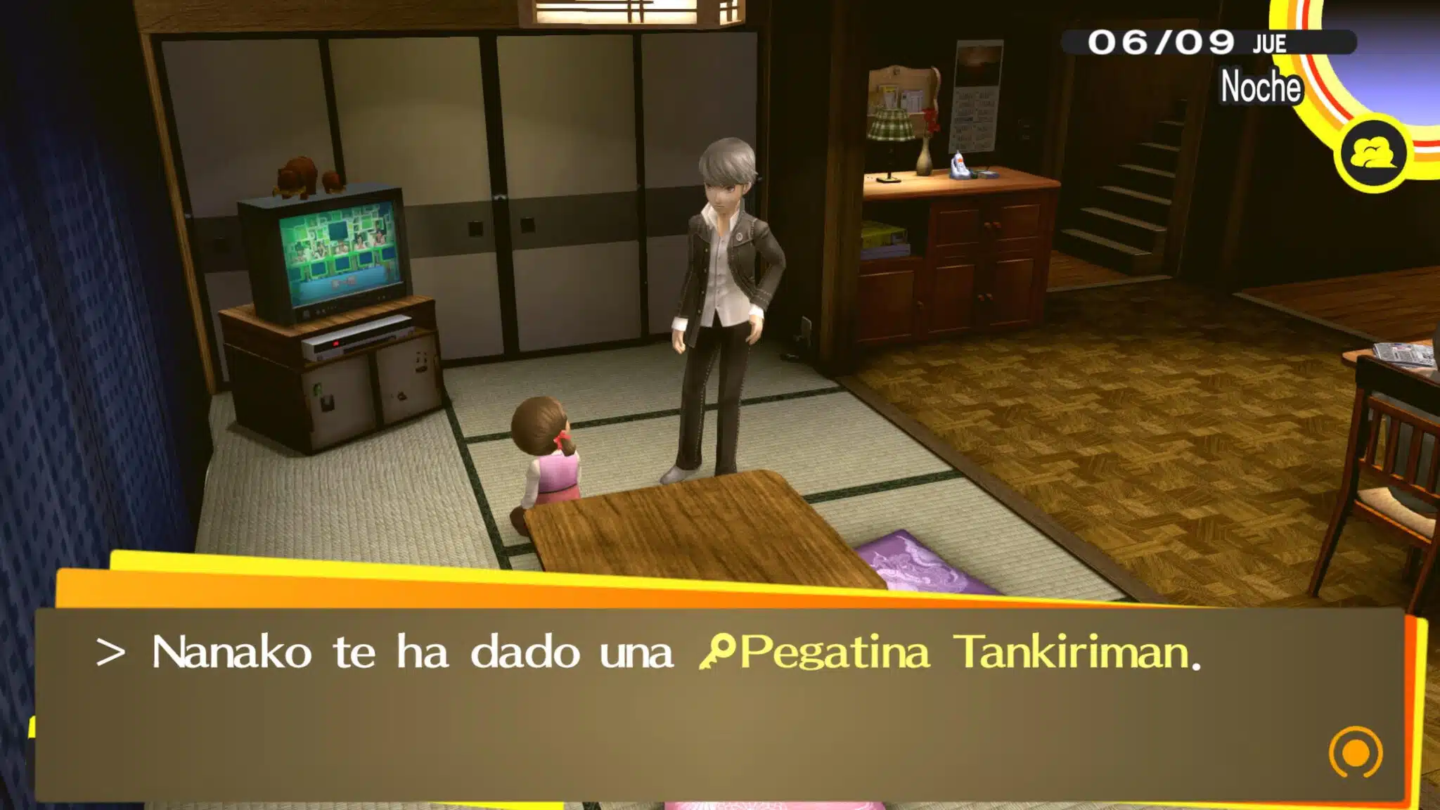 Nanako regalándonos la pegatina