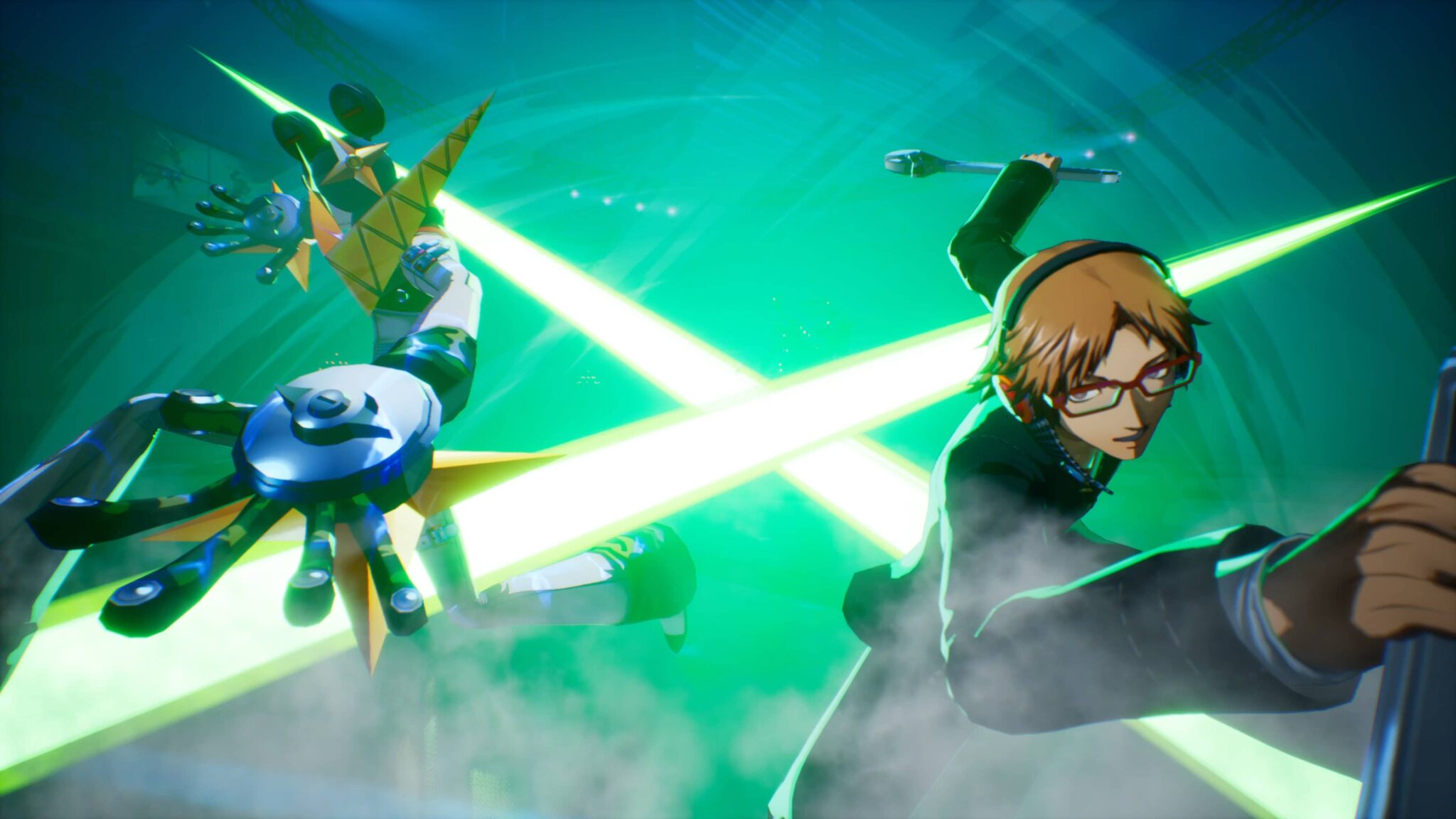 Yosuke en una escena de combate de Persona 4 Revival
