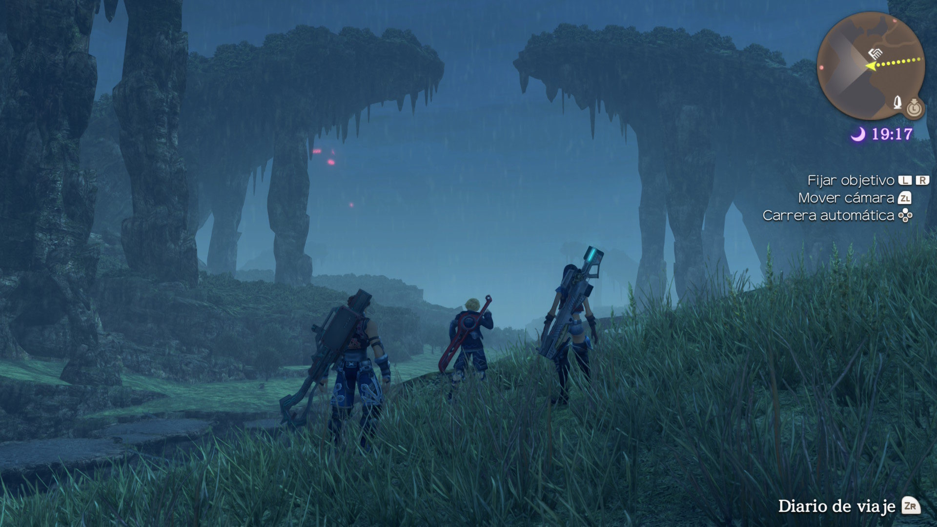 llanuras de gaur de noche en Xenoblade Chronicles Definitive Edition en Nintendo Switch 2